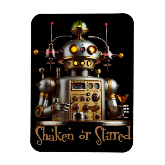 Magnet Flexible Robot Barman Futuriste "Secoué ou Remué" (Vertical)