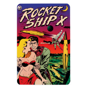 Magnet Flexible Rocket Ship X Vintage Sci Fi Comic Book Cover