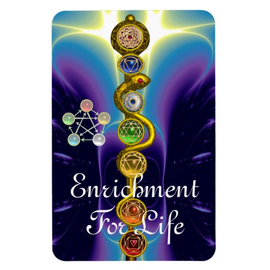 MAGNET FLEXIBLE RODE D'ASCLEPIUS 7 CHAKRAS, YOGA, ÉNERGIE SPIRITUE (Vertical)