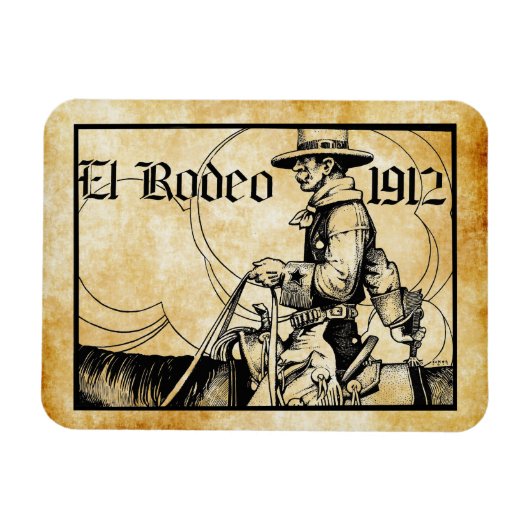 Magnet Flexible Rodeo Cowboy Country 1912 Art occidental (Horizontal)