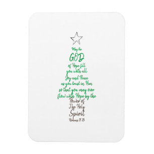 Magnet Flexible Romains 15:13 Arbre de Noël Dieu Espère Joie et Pa