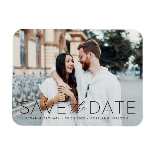 Magnet Flexible Romance Moderne Superposition Save the Date Photo (Horizontal)