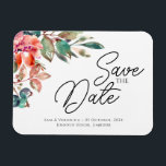 Magnet Flexible Romantic Blush Mauve Horizontal Enregistrer la dat<br><div class="desc">Cette aquarelle romantique à la couleur vive et mauve florale Save the Date magnet est le design parfait pour compléter un mariage élégant et sophistiqué. Avec des fleurs d'aquarelle vintage rose, dans les teintes de rougeur, rose, mauve, pêche, sauge, olive et turquoise, il est sûr de compléter le look que...</div>