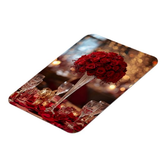 Magnet Flexible Romantic Red Rose Valentine Decorative Photo (Côté Gauche)