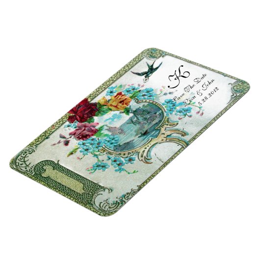 Magnet Flexible ROMANTİCA 3 MONOGRAM, Enregistrer La Date, Blanc (Côté Gauche)