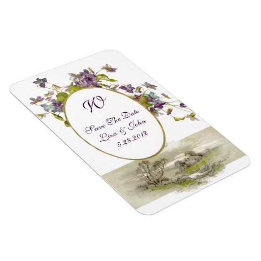 Magnet Flexible ROMANTİCA MONOGRAM /VIOLETS, Enregistrer la date, (Côté Droit)