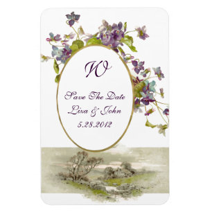 Magnet Flexible ROMANTİCA MONOGRAM /VIOLETS, Enregistrer la date,