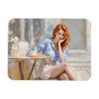 Romantique huile art bleu yeux fille douce teintes