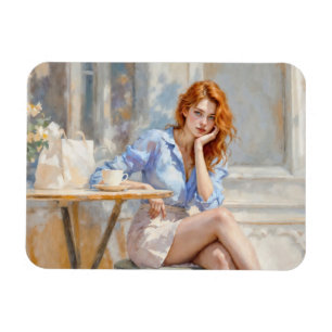 Magnet Flexible Romantique huile art bleu yeux fille douce teintes