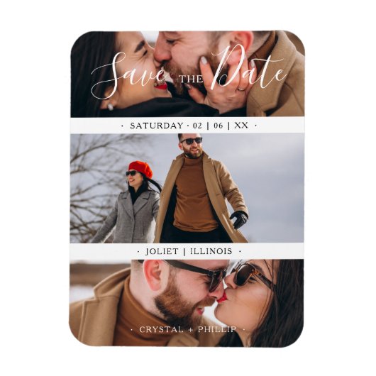 Magnet Flexible Romantique Trois Mariages Fiançailles Photos Colla (Vertical)