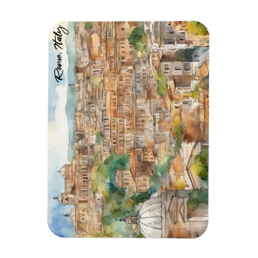 Magnet Flexible Rome Italie aquarelle peinture Panorama Vue (Vertical)