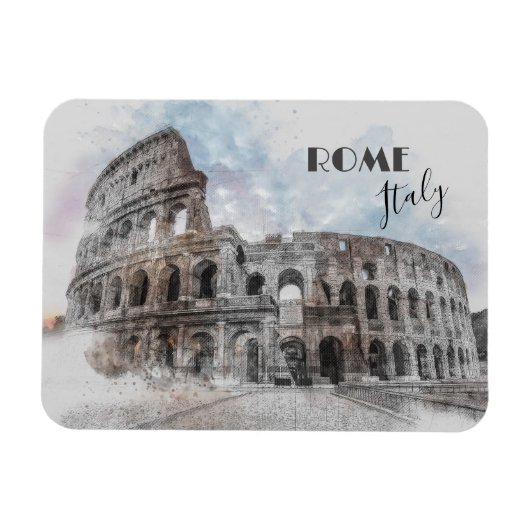 Magnet Flexible Rome Italie Colisée Voyage Art Vintage (Horizontal)
