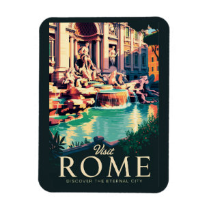 Magnet Flexible Rome Italie Trevi Fontaine Illustration Voyage Art