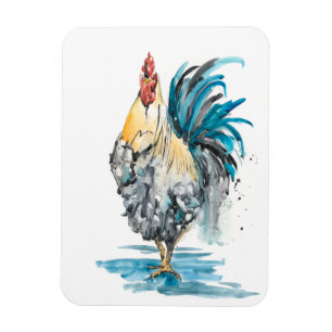 Magnet Flexible Rooster Splash - Aquarelle Portrait