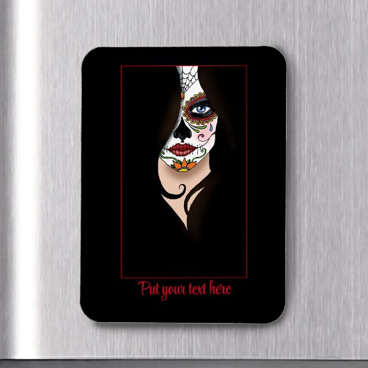 Magnet Flexible Rosa Sugar Skull Portrait