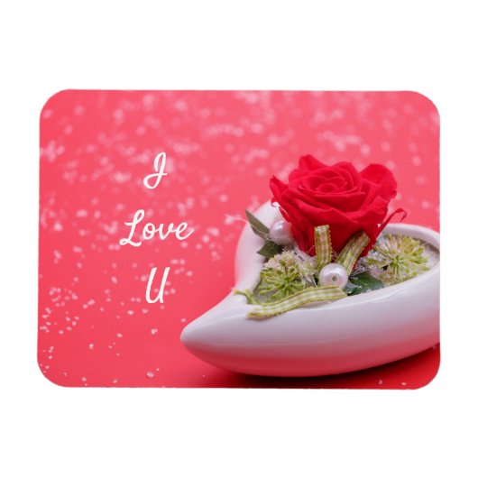 Magnet Flexible Rose au coeur (Horizontal)