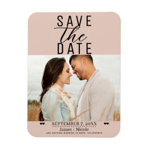 Magnet Flexible Rose beige moderne Enregistrer la date Mariage Pho