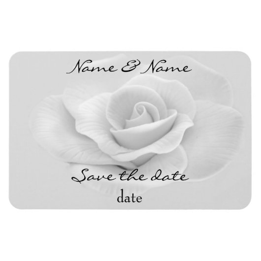 Magnet Flexible rose blanche enregistrer l'aimant de date (Horizontal)