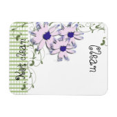 Magnet Flexible Rose Bleu Fleurs de marguerite Vert En vichy lave- (Horizontal)