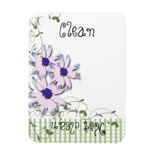 Magnet Flexible Rose Bleu Fleurs de marguerite Vert En vichy lave-