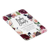 Magnet Flexible Rose, bordeaux + fig aquarelle floral et script (Côté Droit)