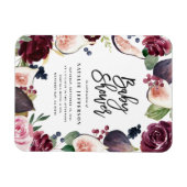 Magnet Flexible Rose, bordeaux + fig aquarelle floral et script (Horizontal)