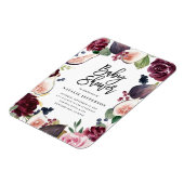 Magnet Flexible Rose, bordeaux + fig aquarelle floral et script (Côté Gauche)