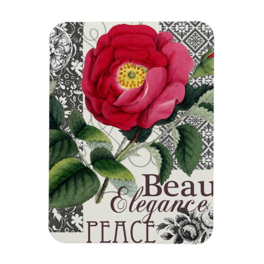 Magnet Flexible Rose Damask Joli Floral Antique (Vertical)
