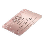 Magnet Flexible rose de 40e anniversaire enregistrer la date (Côté Gauche)