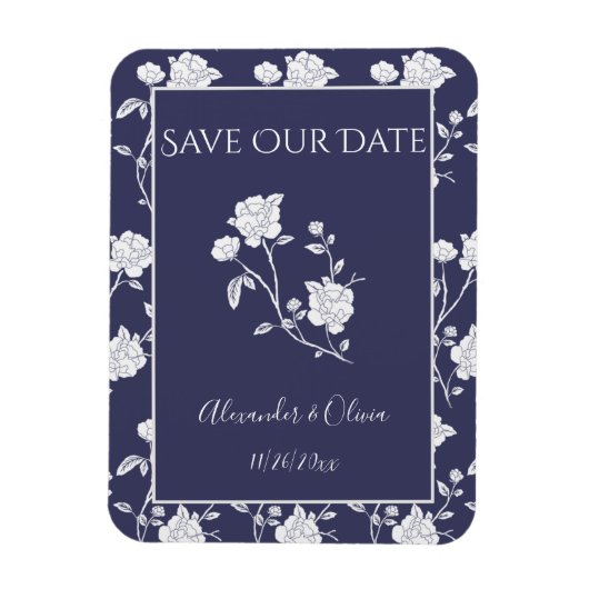 Magnet Flexible Rose de la Marine Enregistrer l'aimant de date (Vertical)