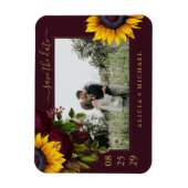 Magnet Flexible Rose de tournesol rustique script enregistrer date (Vertical)