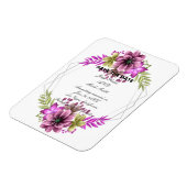 Magnet Flexible Rose Et Vert Aquarelle Floral Enregistrer La Date (Côté Gauche)