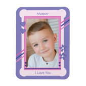 Magnet Flexible Rose et violet vous aimez maman photo (Vertical)