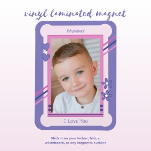 Magnet Flexible Rose et violet vous aimez maman photo