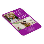 Magnet Flexible Rose Fuchsia Moderne 2 Photos Enregistrez la Date  (Côté Droit)