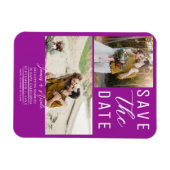 Magnet Flexible Rose Fuchsia Moderne 2 Photos Enregistrez la Date  (Horizontal)