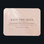 Magnet Flexible Rose Gold Botanical Wedding Enregistrer la date<br><div class="desc">Soft,  élégante mode or rose pour mariage élégant Enregistrer l'aimant Date avec une touche de feuille et des motifs d'accent géométriques. Belle thématique a faire-part de mariage et plus. Customisez le texte avec vos informations.</div>