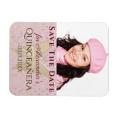 Magnet Flexible Rose Gold Enregistrer La Date Quinceanera Photo (Horizontal)