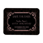 Magnet Flexible Rose Gold Gatsby Anniversaire Enregistrer La Date (Horizontal)