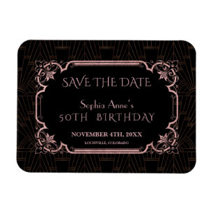 Magnet Flexible Rose Gold Gatsby Anniversaire Enregistrer La Date