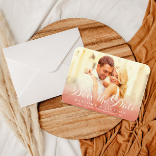 Magnet Flexible Rose Gold Ombré Photo Faire-Part de Date