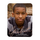 Magnet Flexible Rose Gold Script Photo Graduation Faire-part (Vertical)