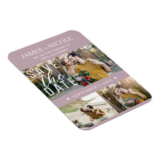 Magnet Flexible Rose moderne Dusty Enregistrer la date Mariage 3 P (Côté Droit)