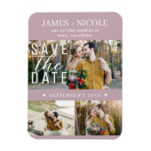Magnet Flexible Rose moderne Dusty Enregistrer la date Mariage 3 P (Vertical)