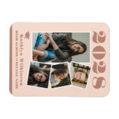 Magnet Flexible Rose moderne Pink Script Collage Graduation 4 Phot (Horizontal)
