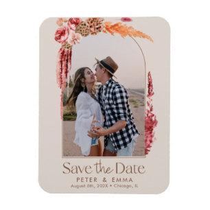 Magnet Flexible Rose pâle   Boho Save the Date Pampas Grass Photo