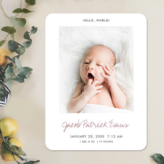 Magnet Flexible Rose photo moderne Faire-part de naissance Gold Gi