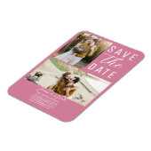 Magnet Flexible Rose Pink 2 Photos Enregistrer la date Mariage (Côté Gauche)