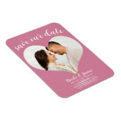 Magnet Flexible Rose Pink Heart Photo Wedding Enregistrer la date (Côté Droit)