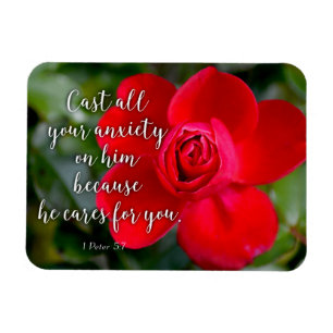 Magnet Flexible Rose Posez toute votre angoisse Bible chrétienne V